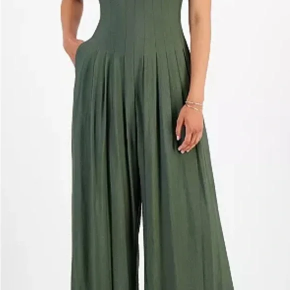 Taylor Forest Green Wide Leg Jumpsuit - Picture 2 of 15